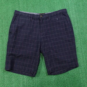 JACHS NEW YORK BLEECKER FIT NAVY BLUE CHECK SHORTS MENS SZ 31
